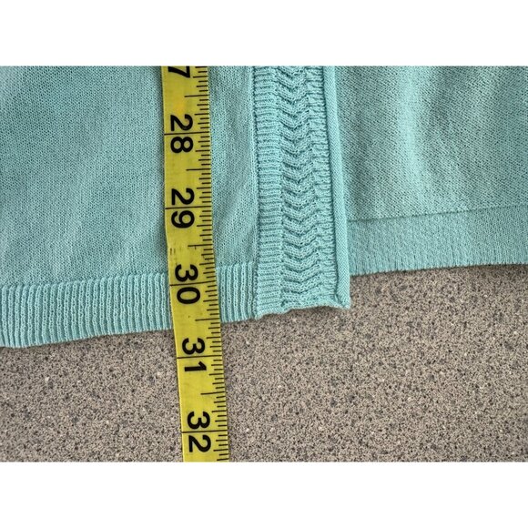 Chicos Rushed Sleeve Cardigan Women 0 Small Beach Aqua Sweater Sheer NWT - Picture 9 of 9